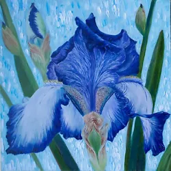 Buy Original Oil Painting•Iris • 10x10  Original Floral Art • 73.14£