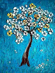 Buy 3D Art Original Oil Painting Flowering Tree Art Miniature 8 X 6 Inches • 36.49£