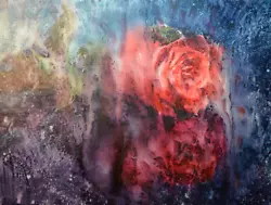 Buy JAY JACK JUNG (1955) Original Expressionism Red Rose Flowers Painting Signed • 307.85£