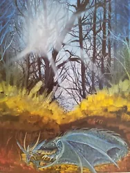 Buy Large Original Fantasy Painting Of Dragon In A Forest, Signed & Dated • 21.99£