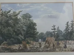 Buy Antique Original Watercolour Painting Wheat Harvest Landscape Unsigned 1860 • 49.99£