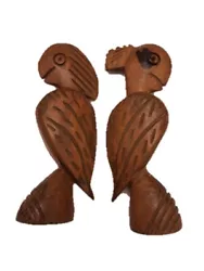 Buy TWO HARDWOOD HAND CARVED PARROTS  Pre-owned • 15£