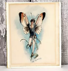 Buy Antique Victorian Watercolour Painting Buff Tip Butterfly Fairy 19th Century • 75£