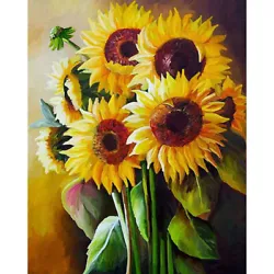 Buy Frameless Painting By Numbers DIY Sun Flower Hand Painted Canvas Oil Art Picture • 7.19£