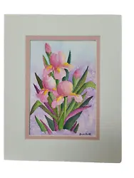 Buy Iris Watercolor Double Mat Signed Not Framed • 10.80£