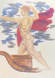 Buy Vintage Neoclassical Style Drawing, Male Nude, Gay Int, Painting, Homoerotic Art • 38.03£