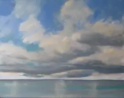 Buy NEW ORIGINAL MALCOLM LUDVIGSEN Scarborough Clouds & Sea Yorkshire OIL PAINTING • 1,050£