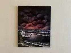Buy Seascape Oil Painting Original Art Bob Ross Style “Crimson Tide” 16x20in Ooak • 189.45£