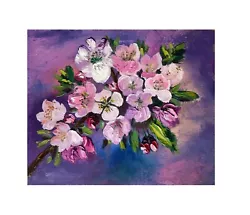 Buy Cherry Blossom Branch Original Oil Painting Floral Art 10’x12’ Inches • 55£