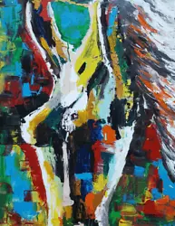 Buy Abstract Oil Paint Style Girl Wall Art Printed On Canvas 22'' X 30  Solid Frame • 40.69£