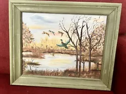Buy Vintage Original Oil Painting Ducks In Flight Framed Signed • 33.17£
