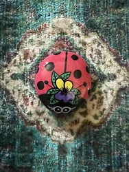 Buy Acrylic Hand Painted Ladybug With Violet Flower Rock • 6.61£