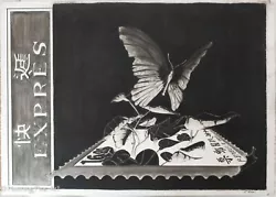 Buy Beautiful Original Pastel Painting Of Republic Of China Butterfly Stamp Signed! • 666.22£