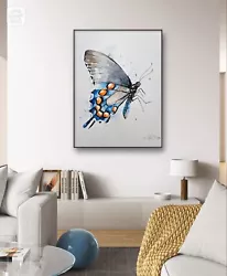 Buy Original Signed Watercolour Painting New Large Elle Smith Art Of A Butterfly  • 45£