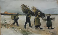 Buy Rare Fine Unique Oil Painting - Peasants, Signed Vincent Van Gogh, W COA • 811.12£