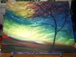 Buy Hand Painted Canvas Painting Sky Tree Abstract 16 X20  Original • 85£