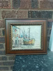 Buy Oil Painting Boat In Harbour Impressionist Small Painting By Artist W Kennedy • 30£