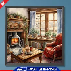 Buy Paint By Numbers Kit On Canvas DIY Oil Art Winter Fireplace Picture Decor40x40cm • 8.39£