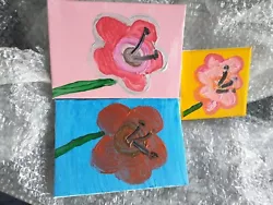 Buy Acrylic On Canvas Set Of Three Flowers • 15£