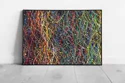 Buy Multicolour Rainbow Abstract Paint Splatters And Drips Against Contrast Black • 6.43£