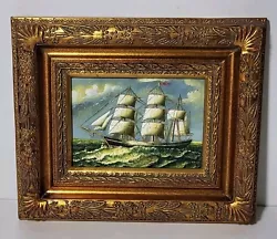 Buy Vintage Signed Oil On Board Painting In Gilted Frame  Sail Boat Sea 12in X 10in • 90£
