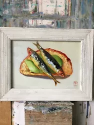 Buy Original Small  Oil Painting Kitchen Art Fish   7x5 Inch UNFRAMED • 28.99£