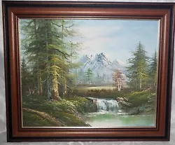 Buy Vintage Original Oil On Canvas Painting - Forest Mountain River Signed 63x53cm • 34.95£