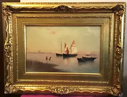 Buy Warren W Sheppard 1858-1937 The Lagoon Of Venice Fishermen & Boats Oil On Canvas • 3,888.25£