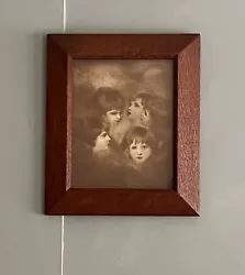 Buy Old Antique Joshua Reynolds Heads Of Angels Picture In Old Wooden Frame • 10£