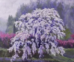 Buy Cherry Blossom Painting Original Artwork Canvas Wall Art Tree Oil Painting 20x24 • 227.97£