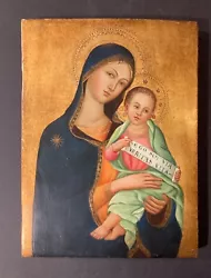 Buy Antique Madonna And Infant Jesus Oil Painting On Wood • 662.11£