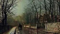 Buy A Wet Moon Putney Road Painting By John Atkinson Grimshaw Reproduction • 42.29£