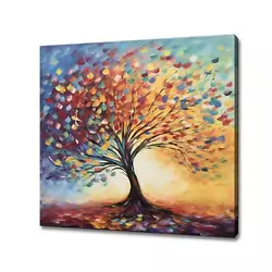 Buy Colourful Rainbow Tree Leaves Oil Painting Style Colourful Canvas Print • 40.25£