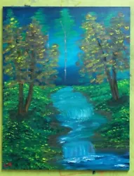 Buy Landscape Oil Painting Stream Creek Meadow Trees  Bob Ross Style Nature Ooak • 57.79£