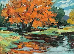 Buy JP O'Neil Original Oil Painting Contemporary Landscape Colour Maple Tree Water • 4.20£