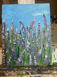 Buy Paintings On Canvas Original 8/10 Inches, Small,gift, Abstract Lavender,flowers • 22.38£