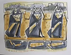 Buy Original Watercolour Painting Cats 'Cats In The Rain' Signed Georgina Scott • 8£