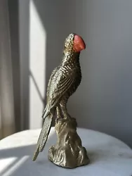 Buy Rare! Golden Cast Metal Macaw Parrot Statue Decor Figurine • 36.47£