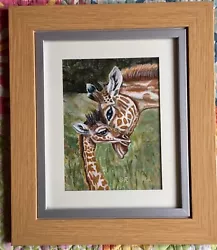 Buy Beautiful Painting Of Giraffes. Original Hand Painted/Acrylics. Framed & Signed. • 50£