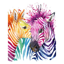 Buy Rainbow Zebra Painting Large Wall Art Print Canvas Premium Poster • 18.99£