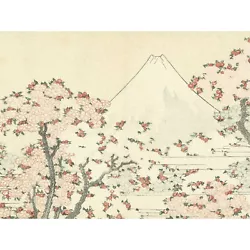 Buy Hokusai Fuji And Cherry Blossom Japanese Painting Wall Art Canvas Print 18X24 In • 18.99£