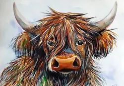 Buy PRINT Of An Original Watercolour Painting Scottish Highland Cow (2) • 8.50£