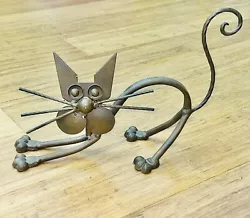 Buy Welded Metal Scaredy Cat Sculpture Bronze Colored Folk Art Kitsch Steampunk Cat • 105.84£