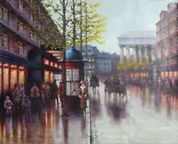 Buy Rugero Valdini, Horse Carriage On Rainy City Street, Oil On Canvas, Signed L.L • 3,068.45£