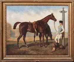 Buy Large 19th Century French Horses Hound Dog & Groom ALFRED DE DREUX (1810-1860) • 7,500£