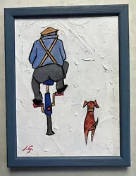 Buy Original Charming Painting Of Man On Bike With Dog Painted In L. S. Lowry Style • 9.99£