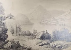 Buy Original Pencil Drawing,'Scottish Loch With Figures', John Cart Burgess • 48£