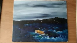 Buy Oil Painting Of Fisherman In Rowing Boat At Sea 14 X 11 On Board • 18£