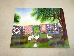 Buy Isabelle Malo Canadian Artist Geese Tube Lined Ceramic Art Tile Picture 11 X 14 • 27£