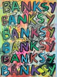 Buy Signed Original Painting Title Banksy Street Art Manner Keith Harring Graffiti • 35£
